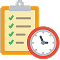 Icon of clipboard with clock representing due list